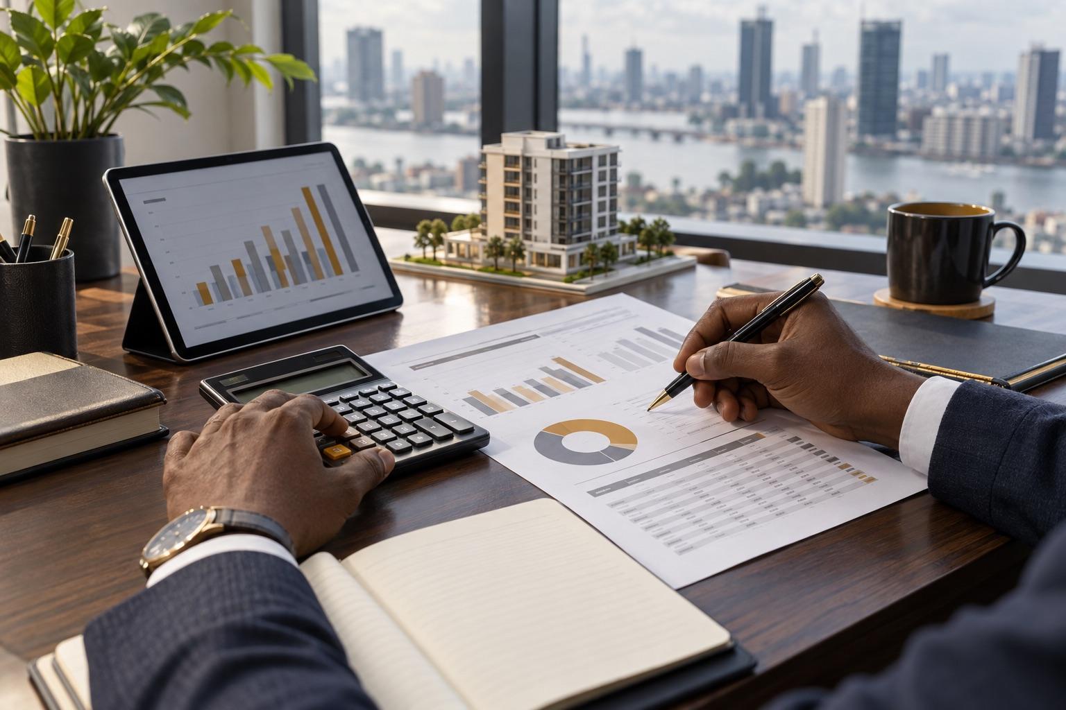 A finance professional reviewing property income and expenses